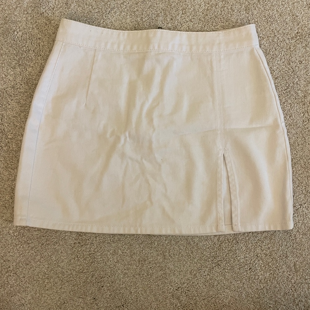 Women’s Cream Mini Skirt with Front Slit